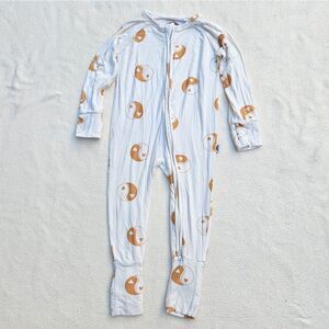 Brixton Phoenix Cream and Orange Yin Yang Heart Bamboo Zip Romper 12-18M
